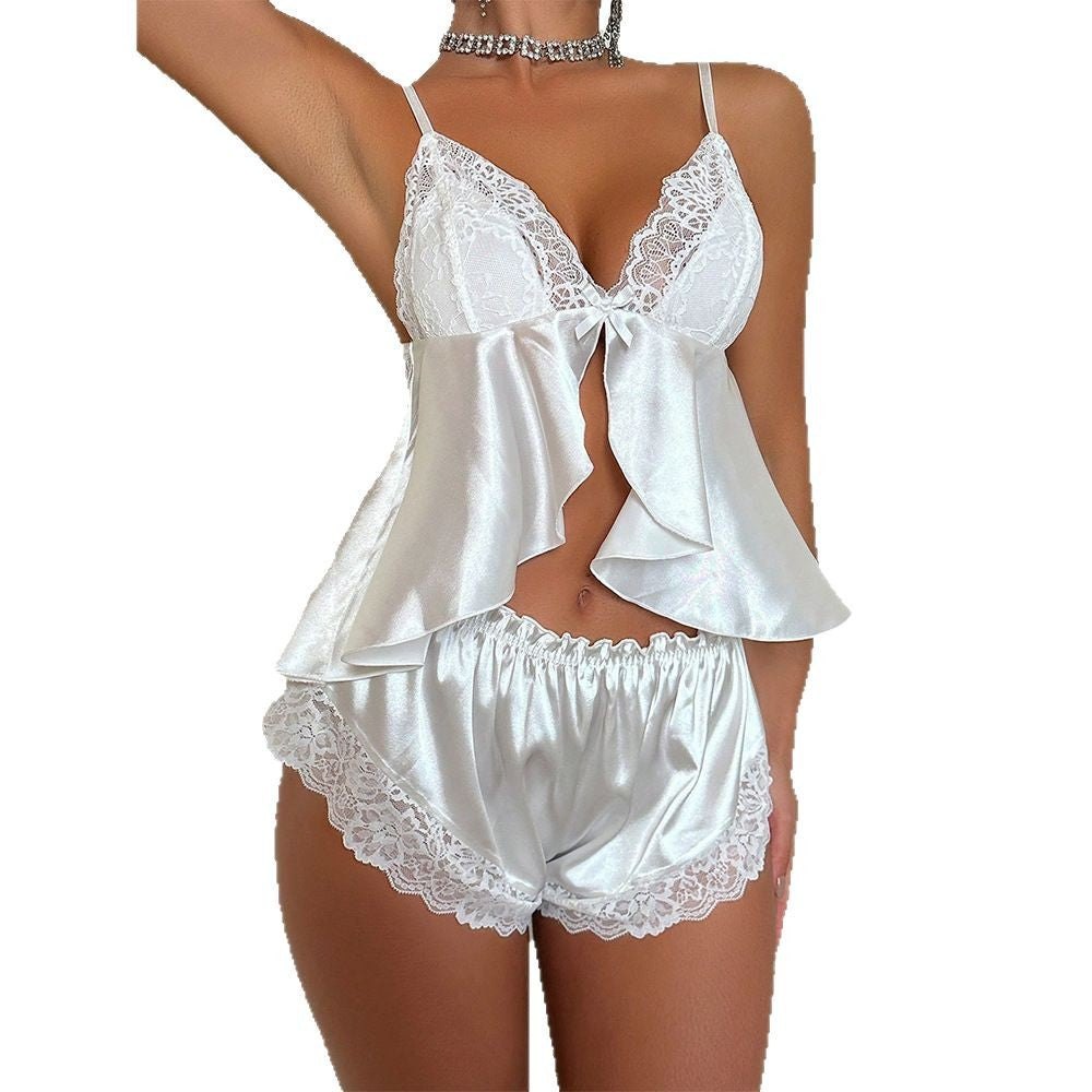 Lace suspender camisole pajama shorts set, photo 5
