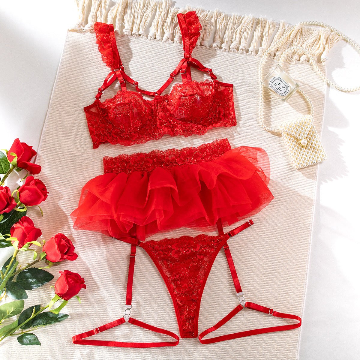 Lace underwire bra tulle skirt set, photo 7