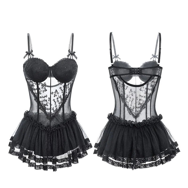 Lace underwire mesh corset, photo 8