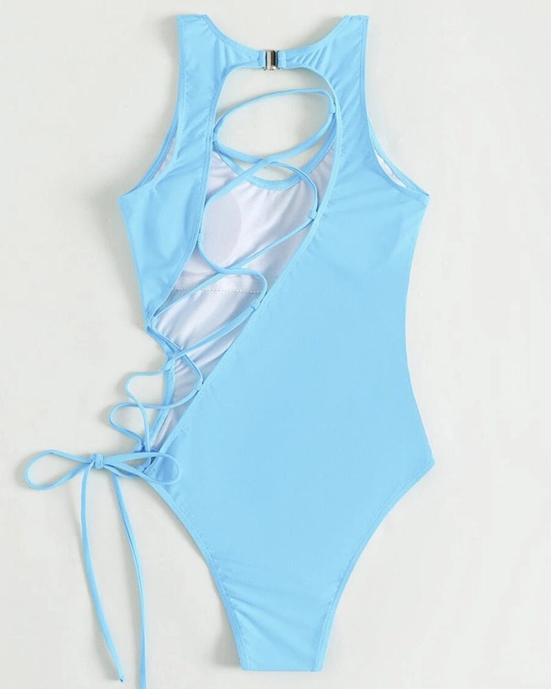 Lace up backless one piece swimsuit, photo 6