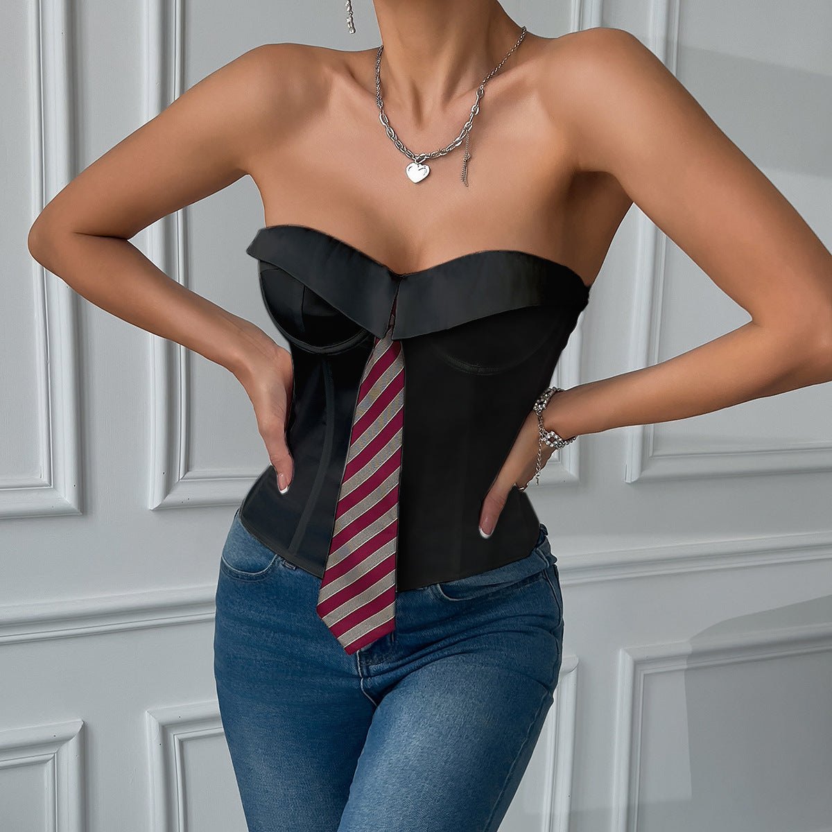 Lace up boned steel ring corset top, photo 5