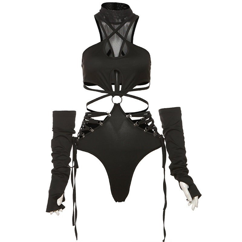 Lace up cutout bodysuit with gloves, photo 5