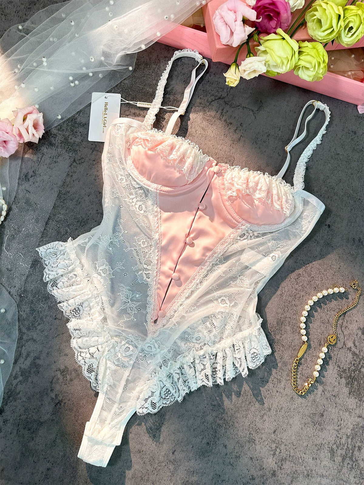 Lace v-neck cutout sheer bodysuit, photo 6