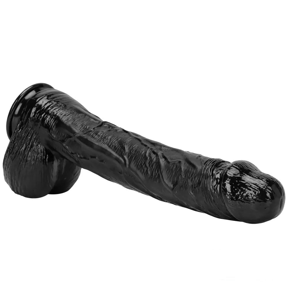 Black realistic dildo with suction cup base, photo 14