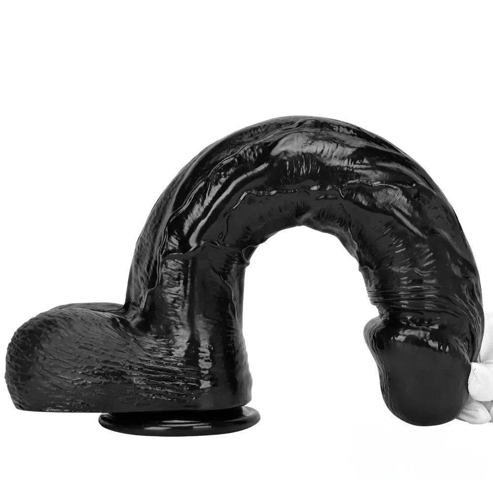 Black realistic dildo with suction cup base, photo 15