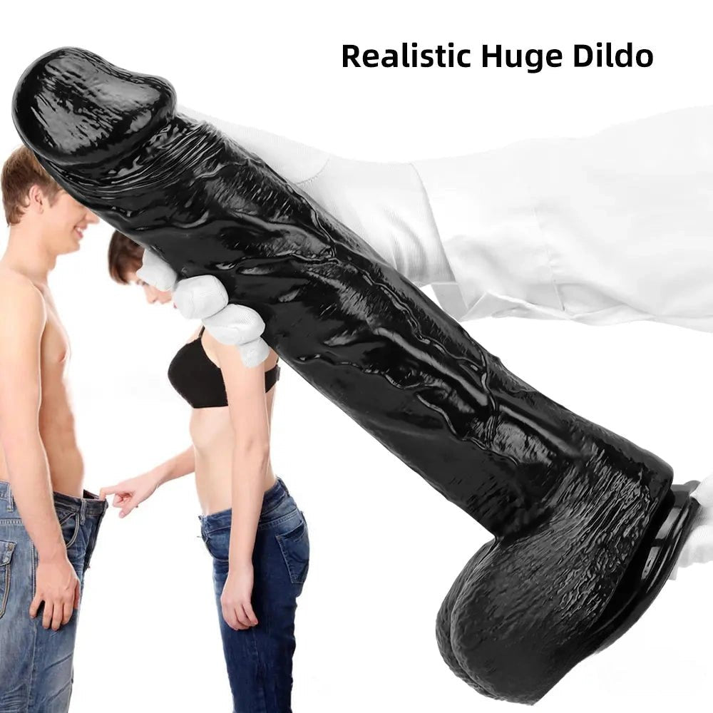 Black realistic dildo with suction cup base, photo 5