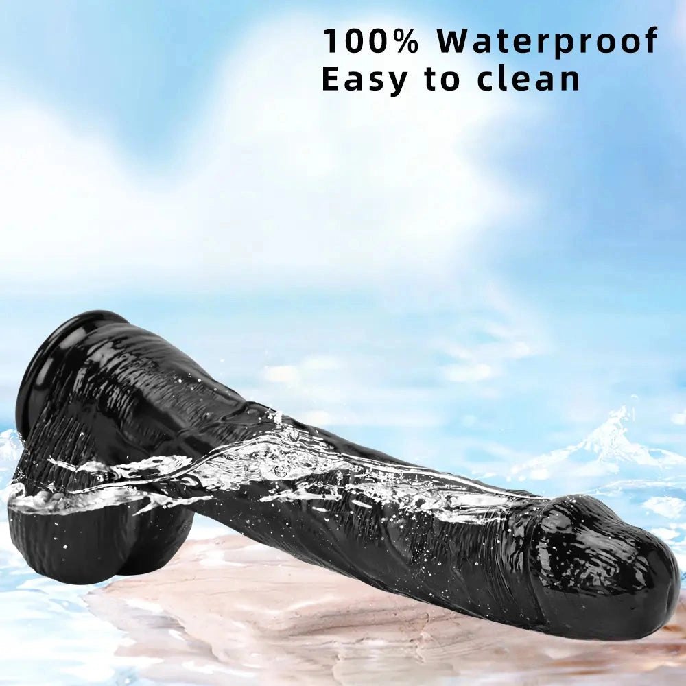Black realistic dildo with suction cup base, photo 6