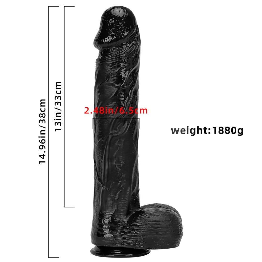 Black realistic dildo with suction cup base, photo 7