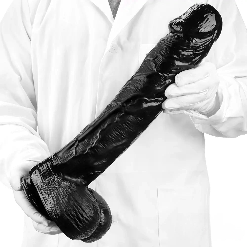 Black realistic dildo with suction cup base, photo 8