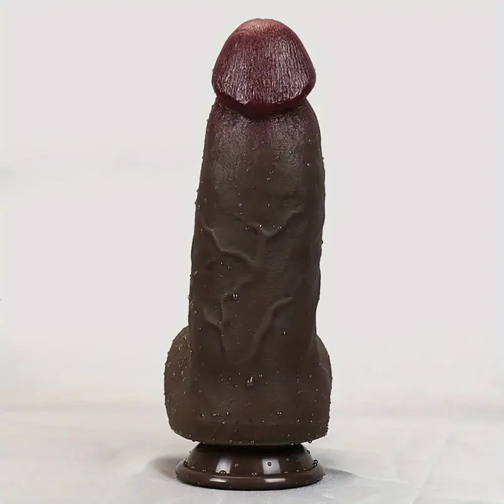 Large ebony suction cup realistic dildo, photo 1