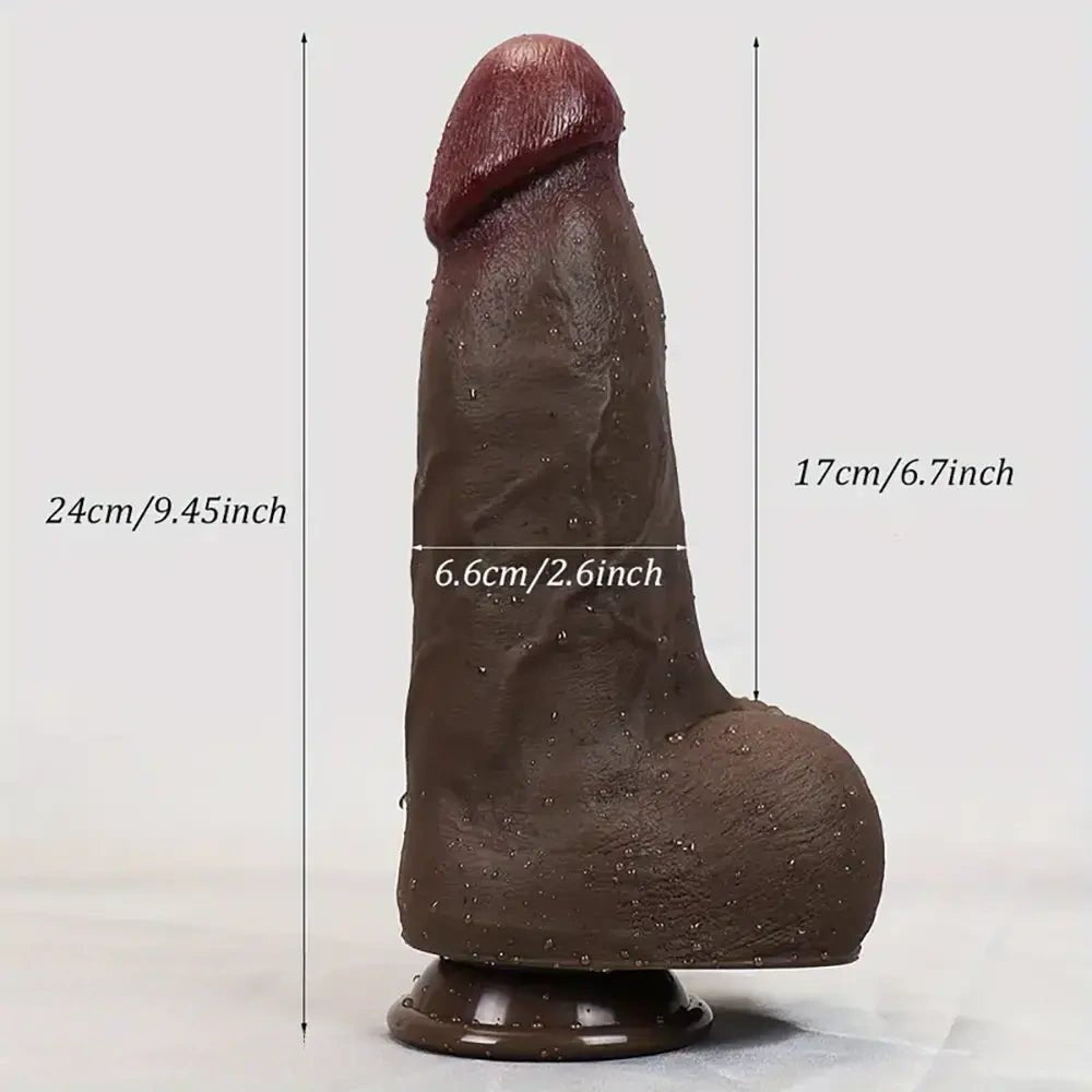 Large ebony suction cup realistic dildo, photo 4