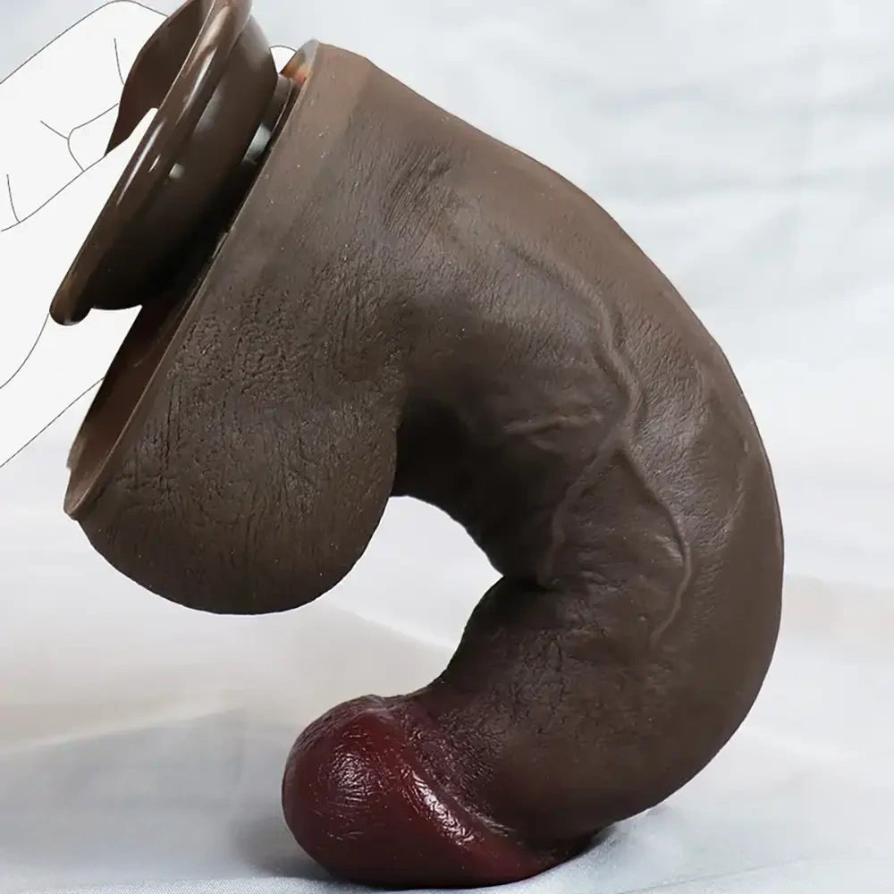 Large ebony suction cup realistic dildo, photo 6