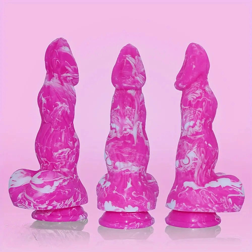 Pink and white marbled knot dildo, photo 2