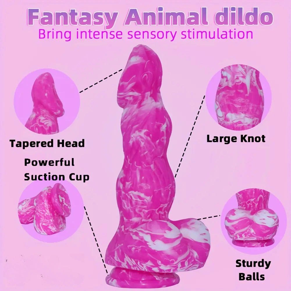 Pink and white marbled knot dildo, photo 3