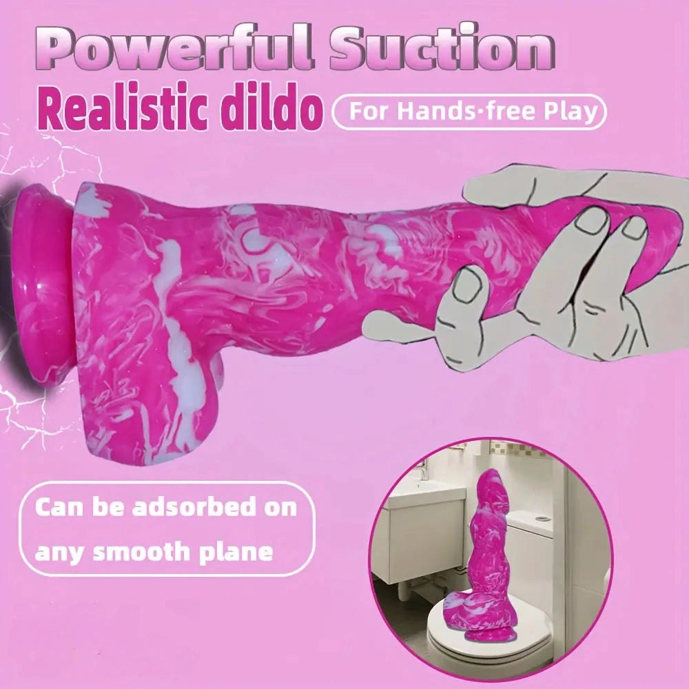 Pink and white marbled knot dildo, photo 5