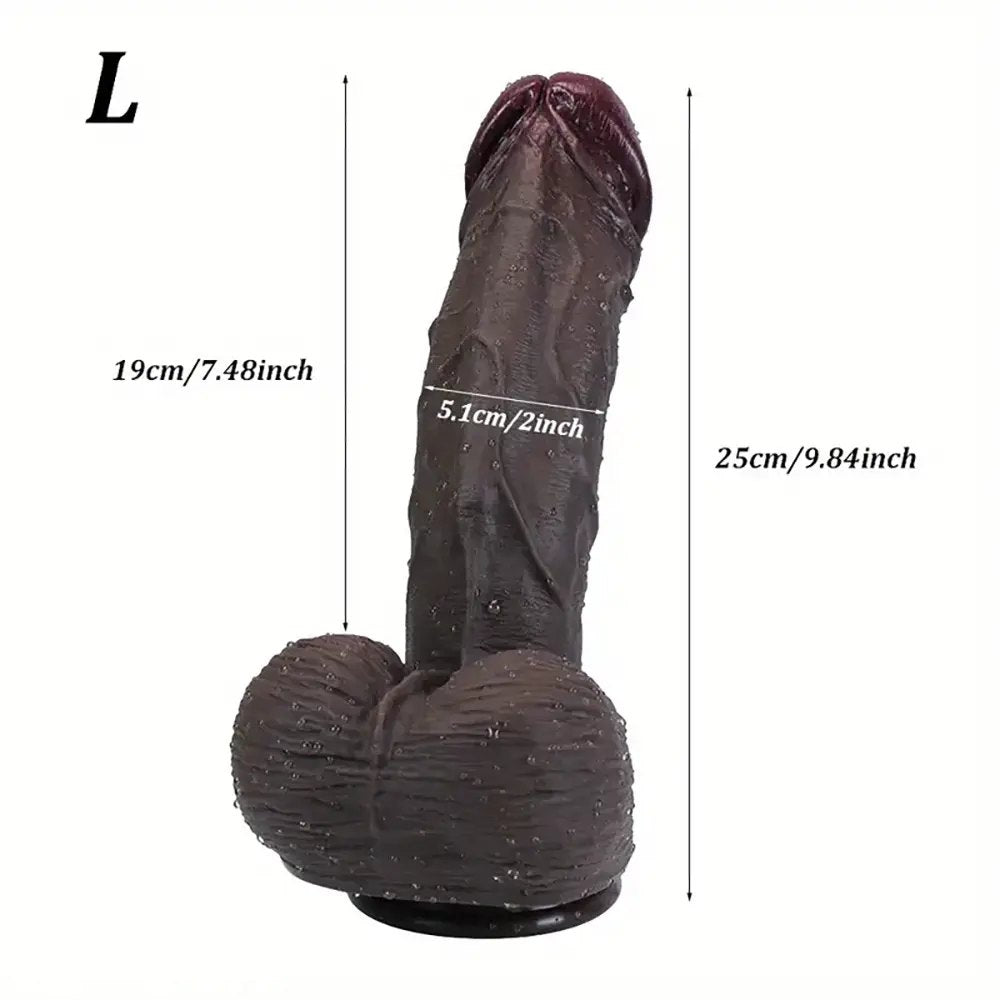 Ebony tone large realistic silicone dildo, photo 10