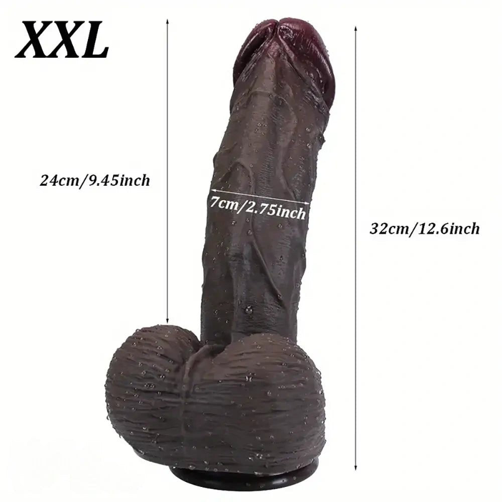 Ebony tone large realistic silicone dildo, photo 11