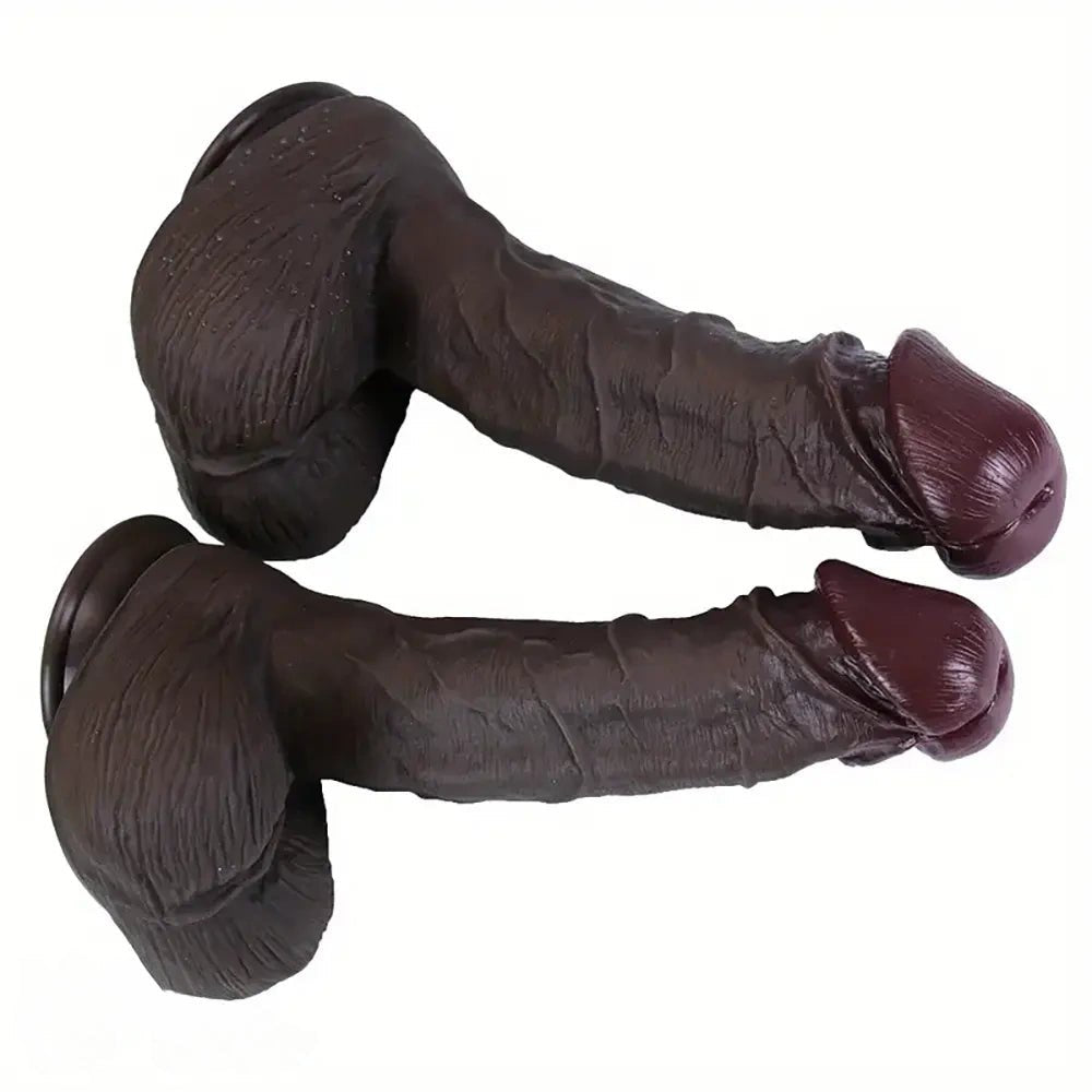 Ebony tone large realistic silicone dildo, photo 12