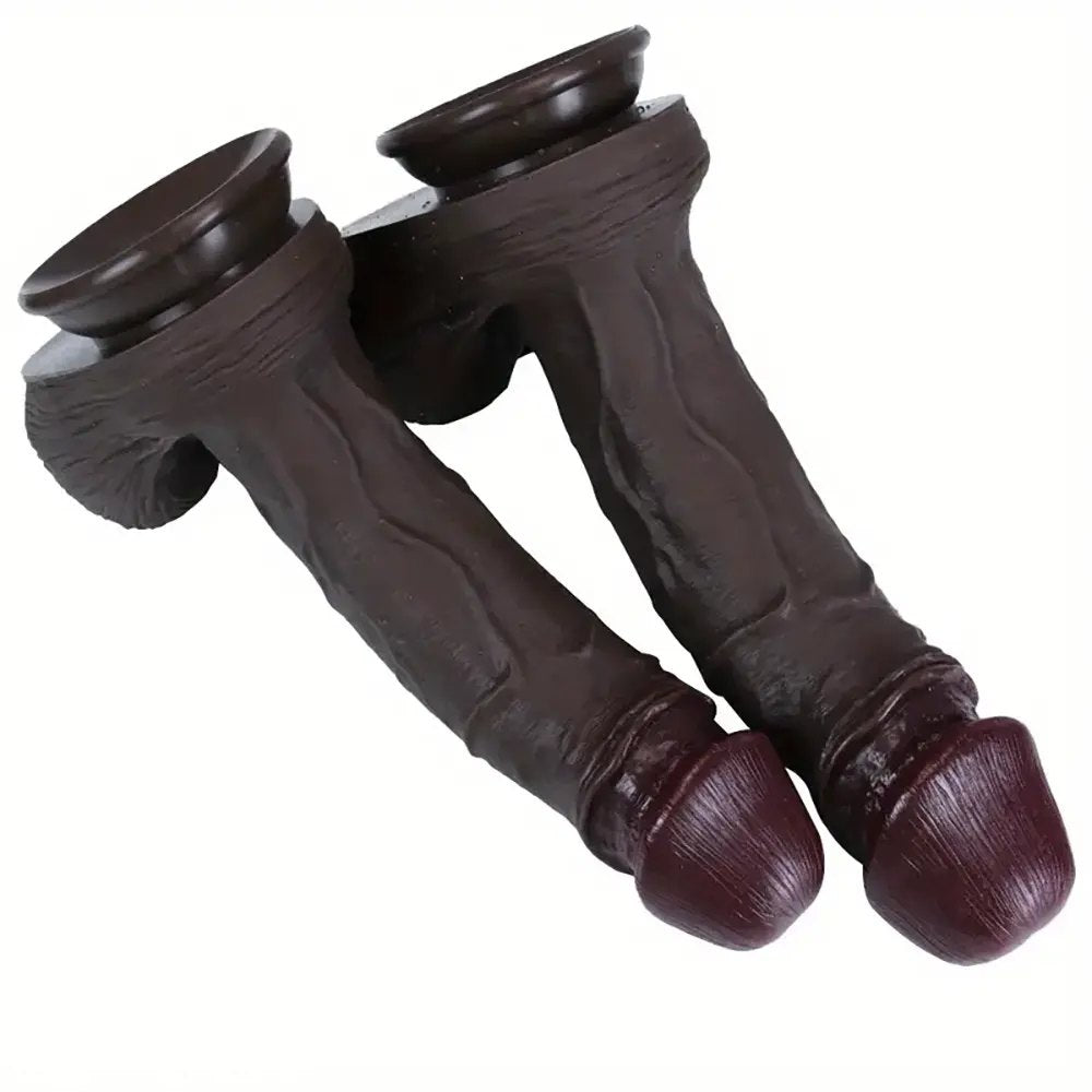 Ebony tone large realistic silicone dildo, photo 14