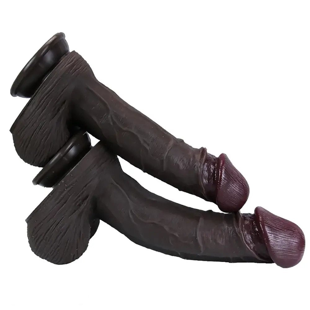 Ebony tone large realistic silicone dildo, photo 3