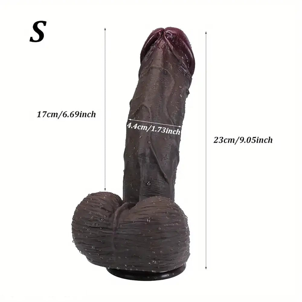 Ebony tone large realistic silicone dildo, photo 5