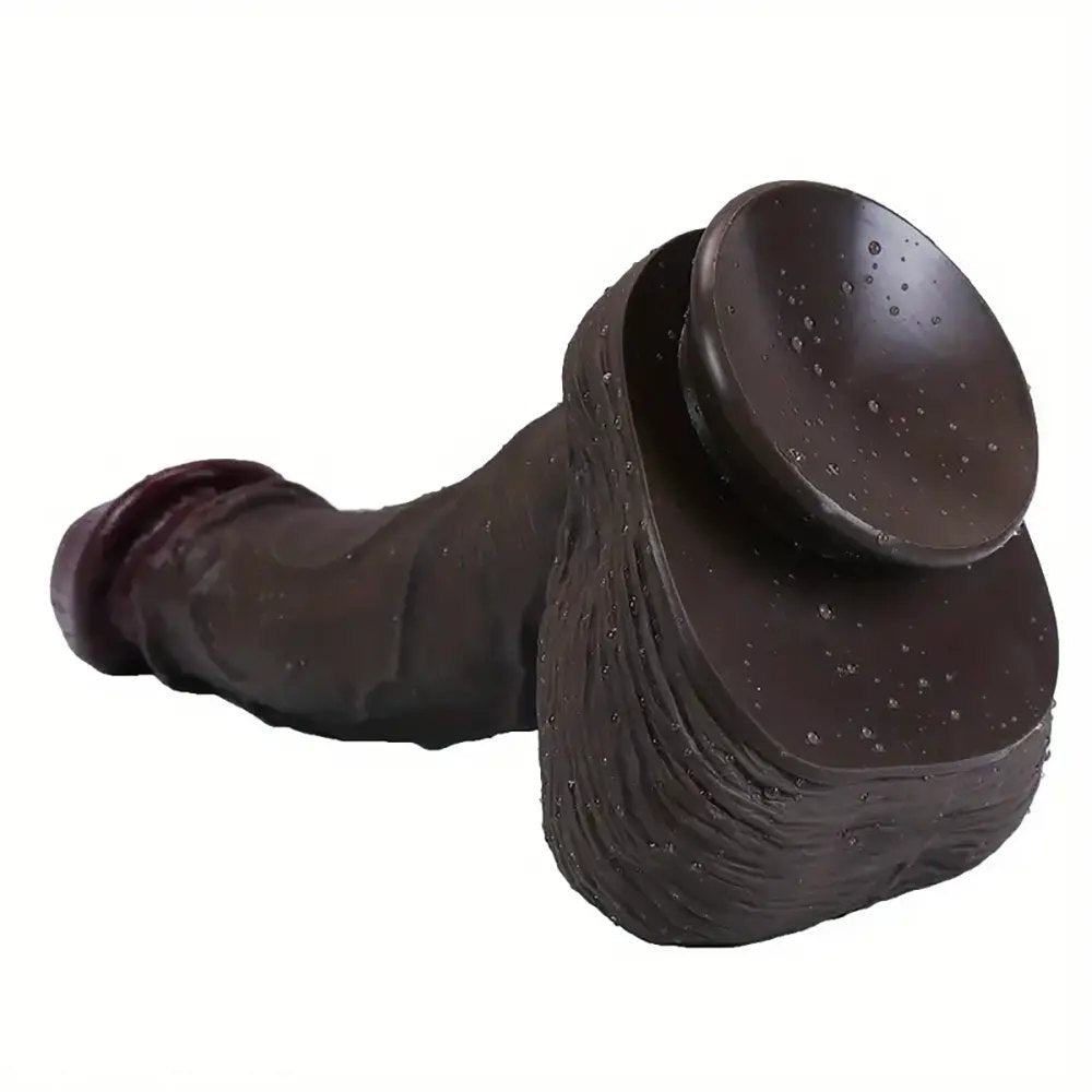 Ebony tone large realistic silicone dildo, photo 6