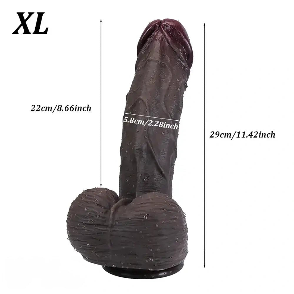 Ebony tone large realistic silicone dildo, photo 8