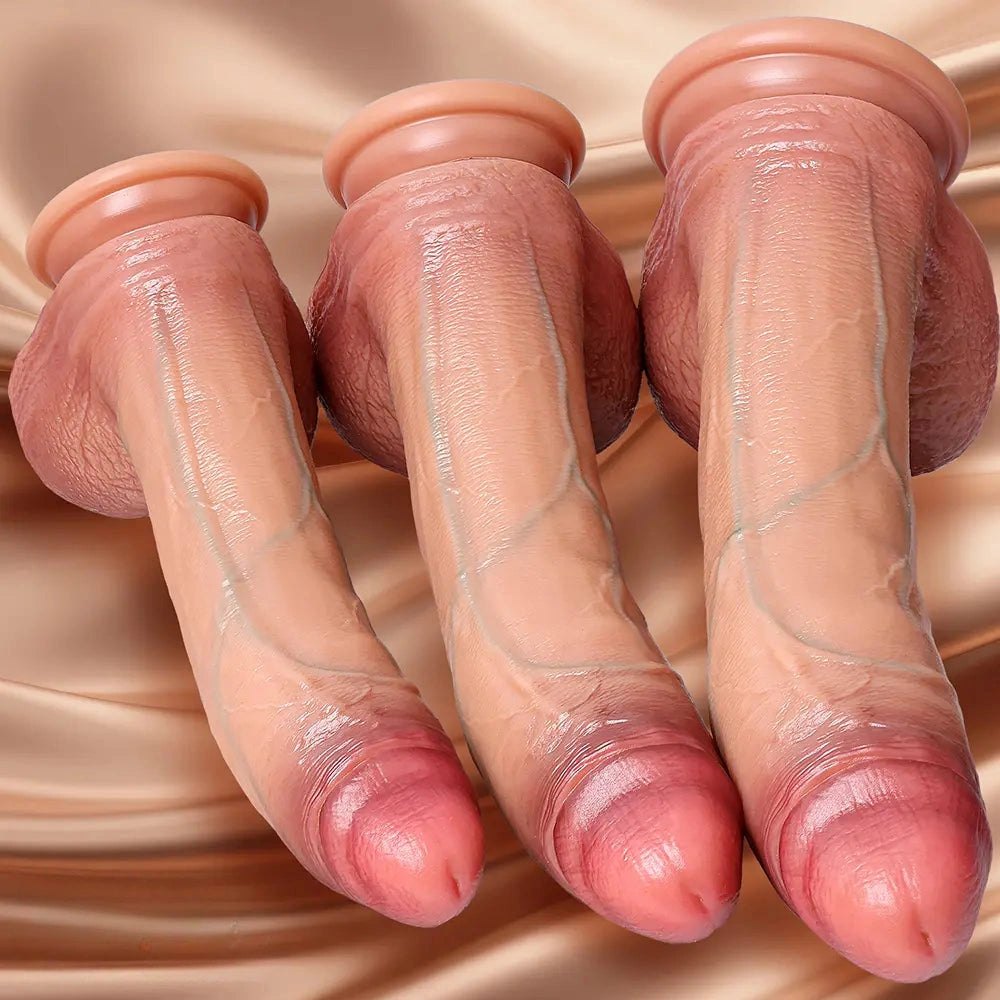 Flesh tone large silicone dildo with suction cup base, photo 12