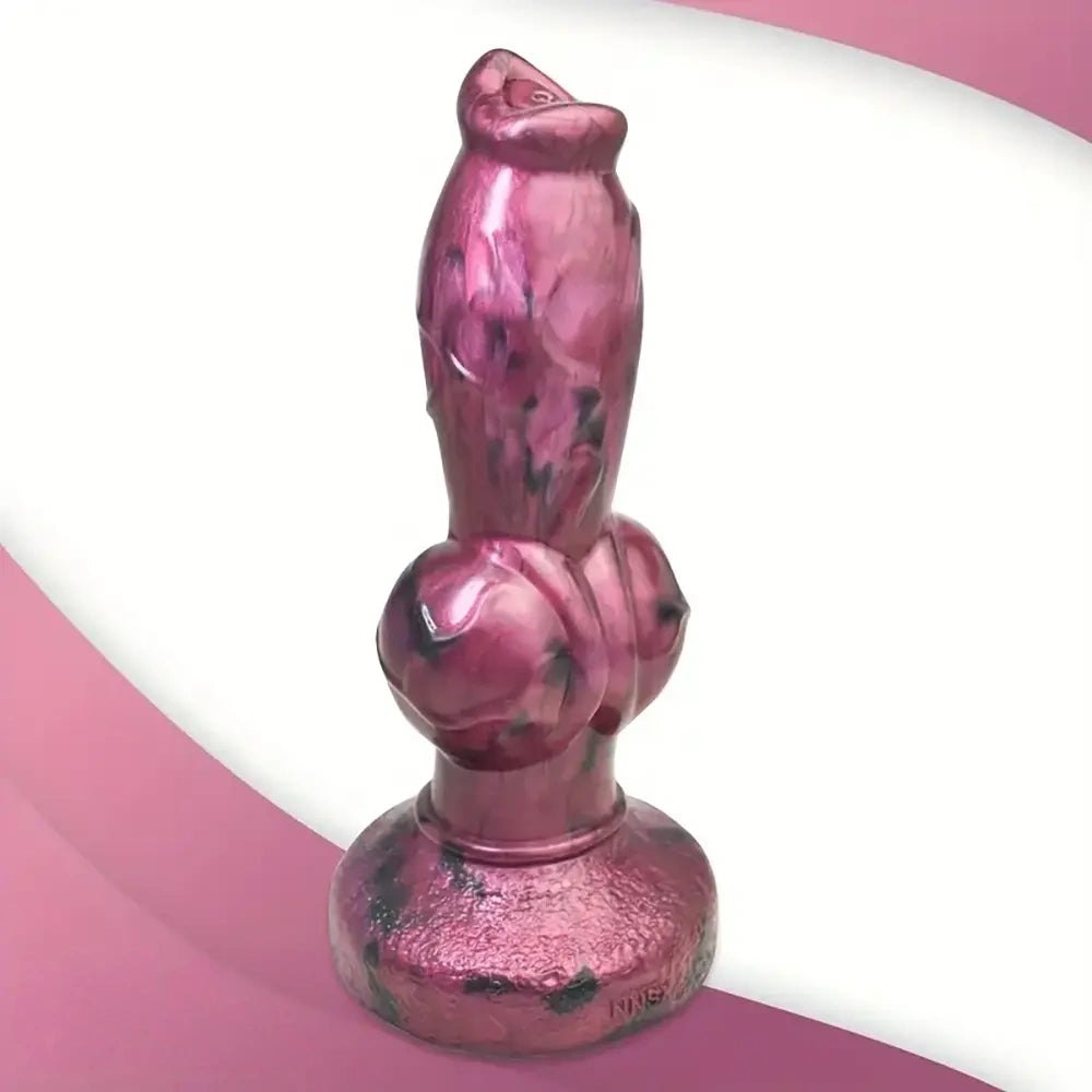 Pink and black marbled knotted animal dildo, photo 1