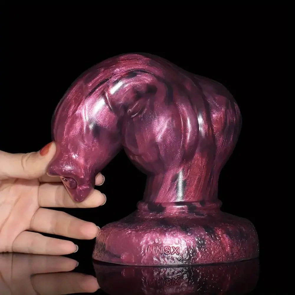 Pink and black marbled knotted animal dildo, photo 11