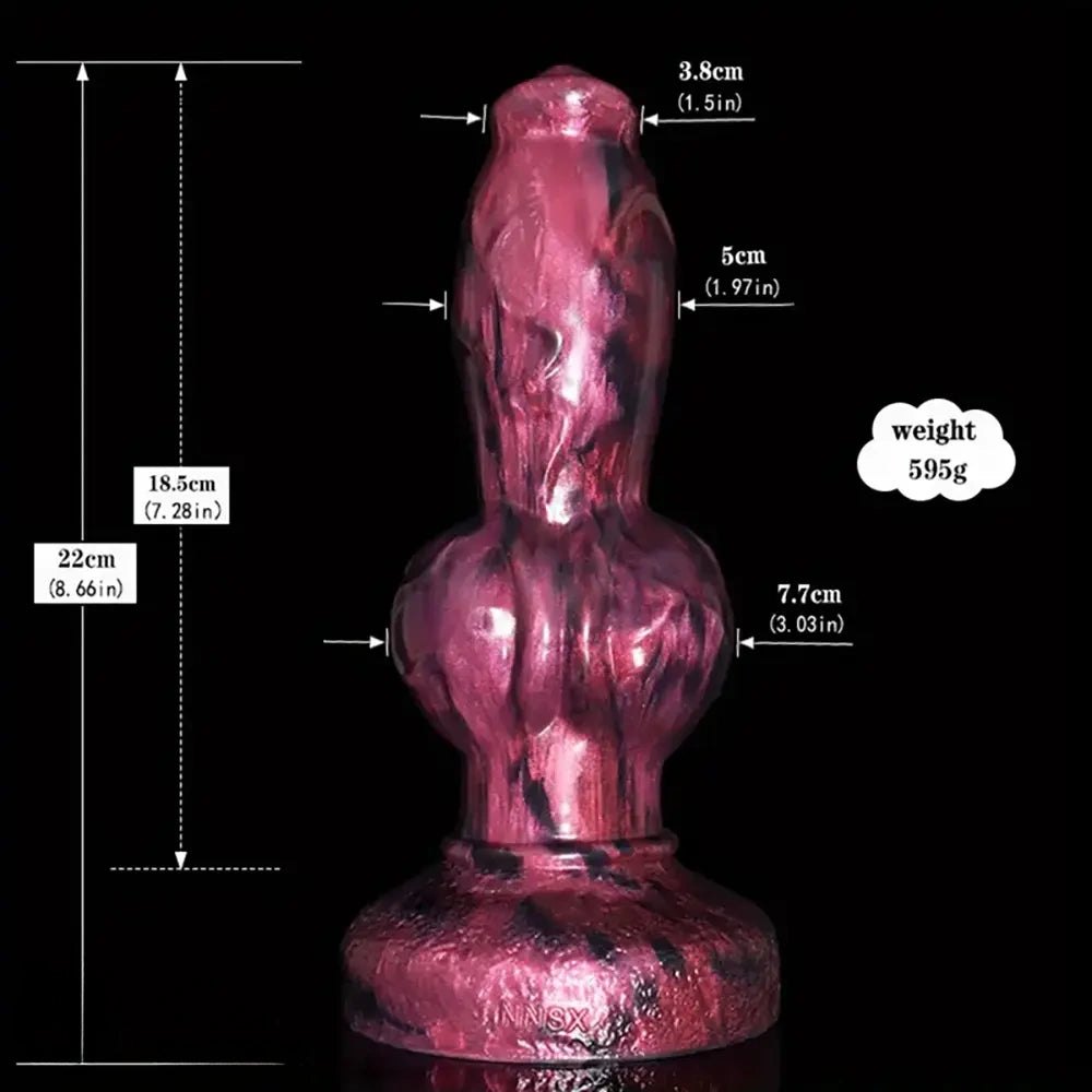 Pink and black marbled knotted animal dildo, photo 2