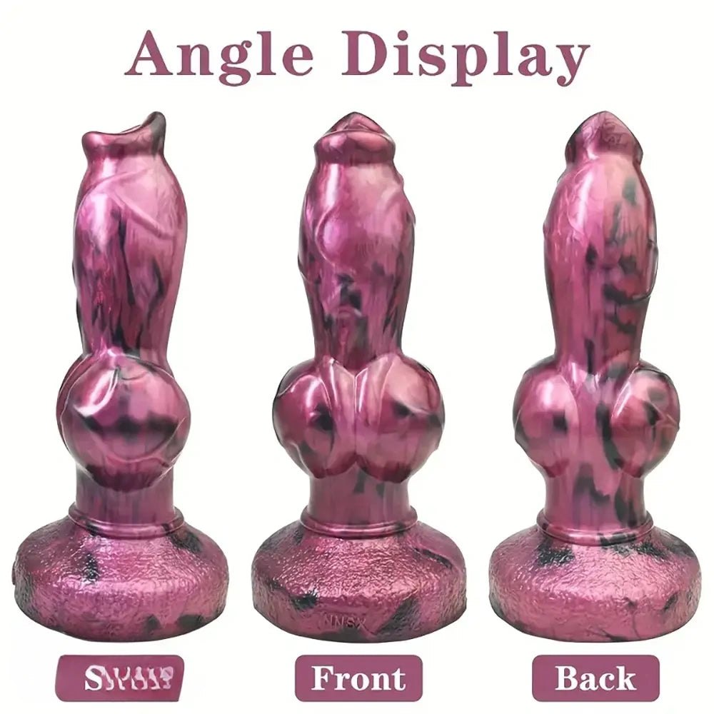 Pink and black marbled knotted animal dildo, photo 3