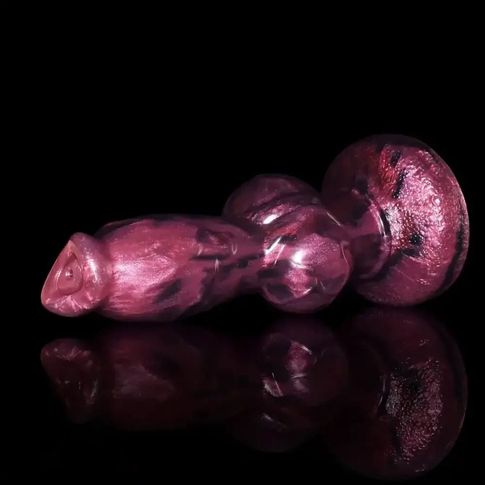 Pink and black marbled knotted animal dildo, photo 6