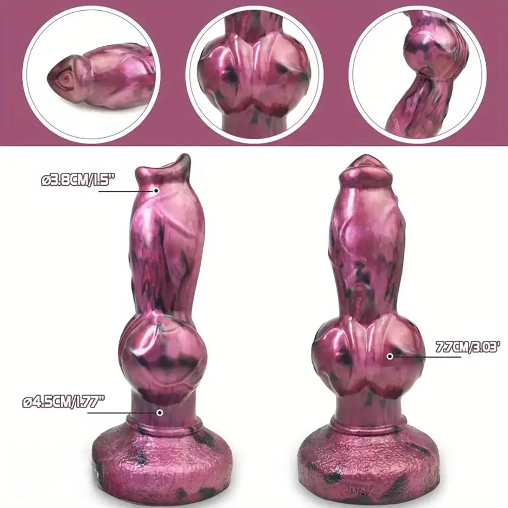 Pink and black marbled knotted animal dildo, photo 7