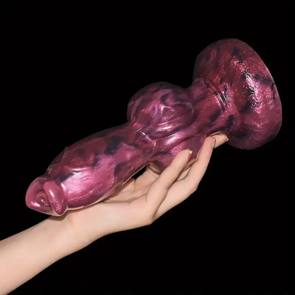 Pink and black marbled knotted animal dildo, photo 8