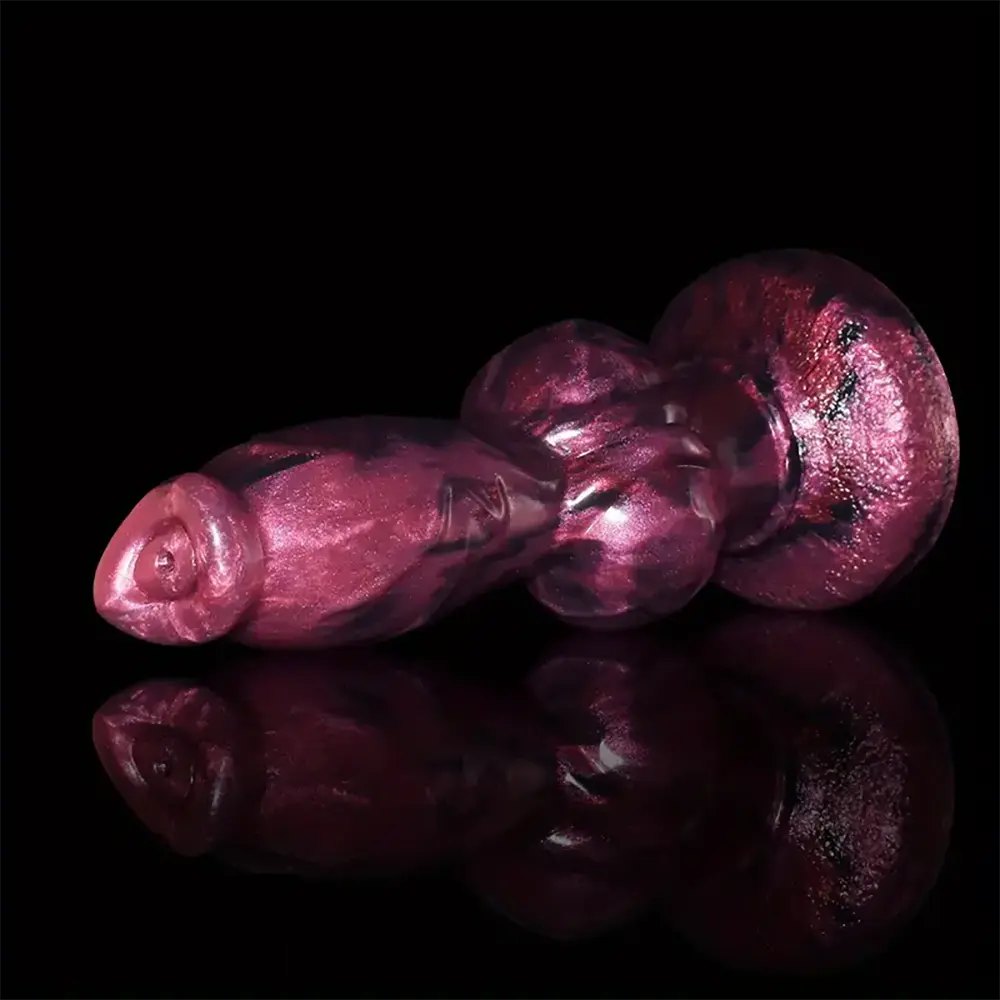 Pink and black marbled knotted animal dildo, photo 9