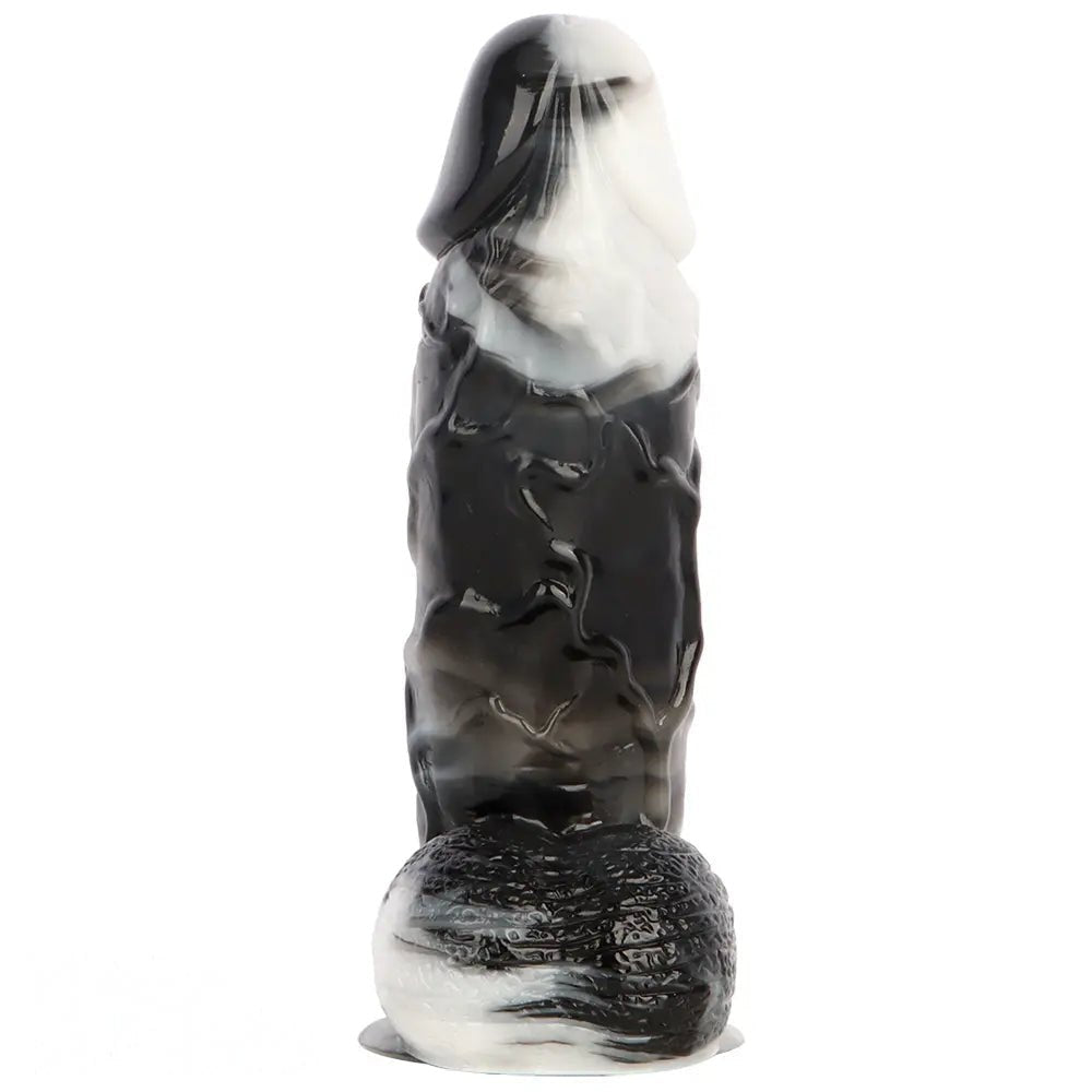 Black and white marbled realistic pvc dildo, photo 11