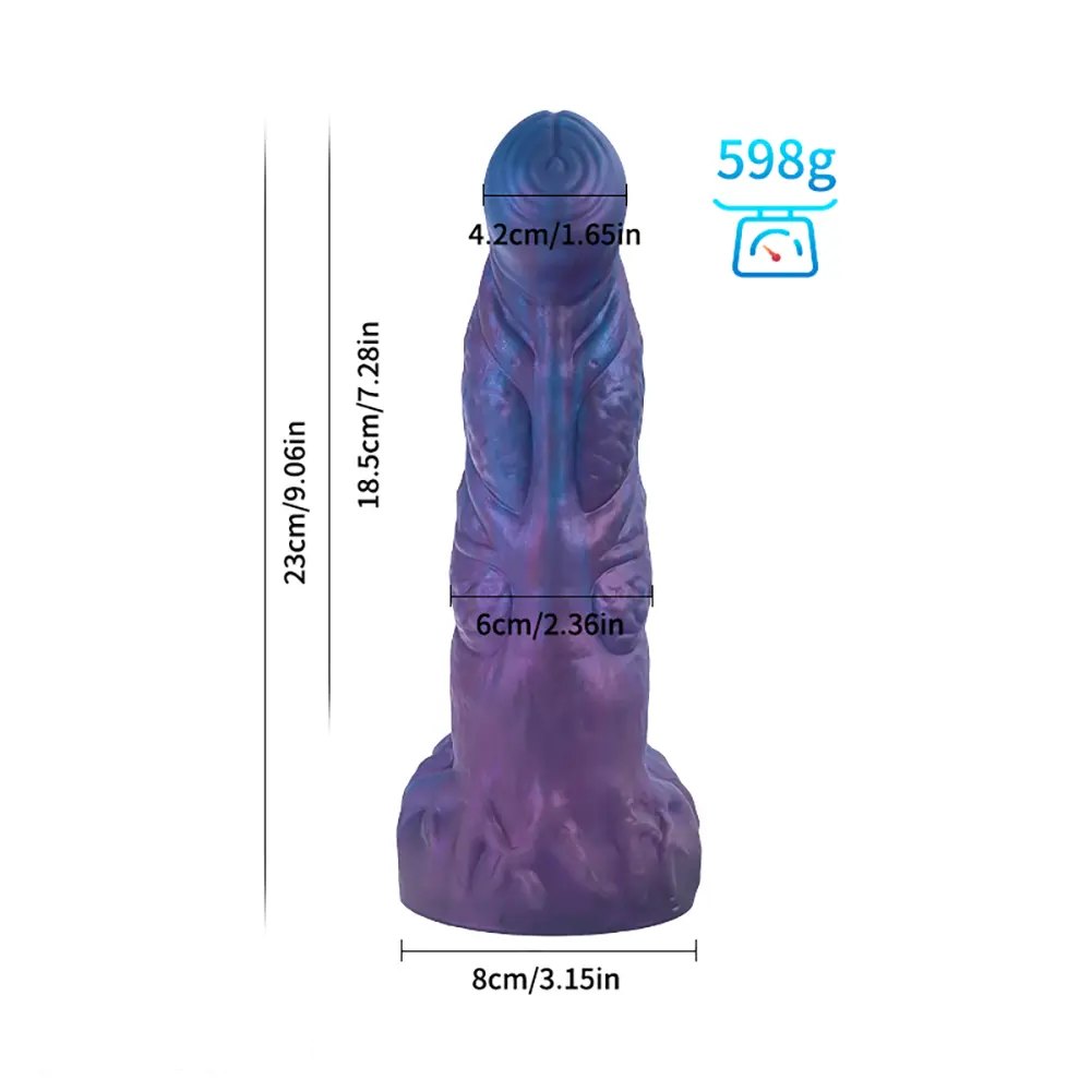 Purple textured large thick dildo