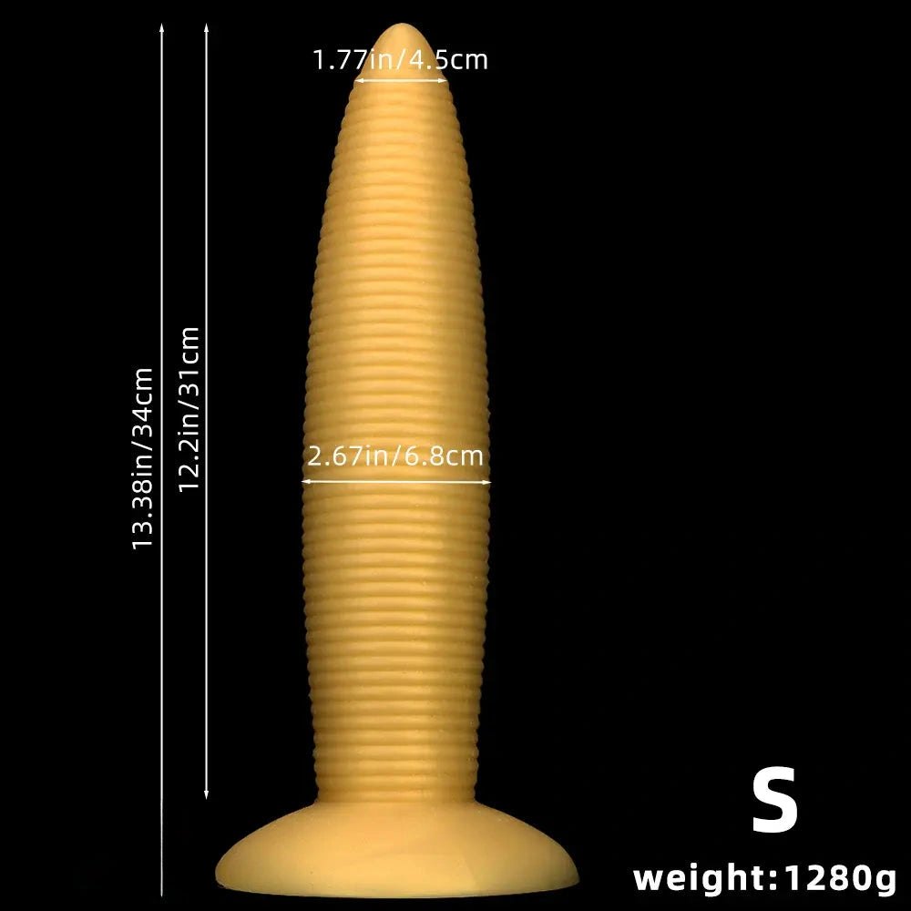 Gold threaded silicone anal plug with suction cup base