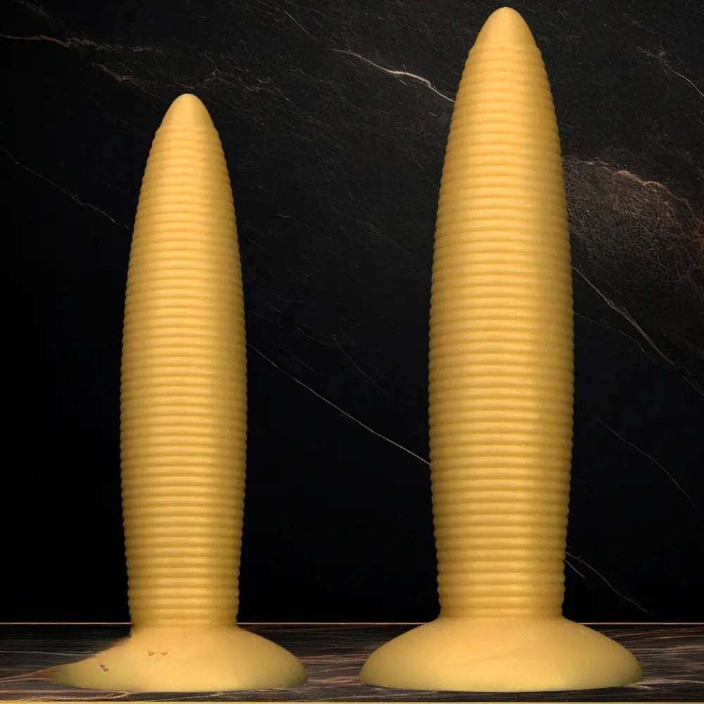 Threaded silicone anal plug with suction cup base, photo 1
