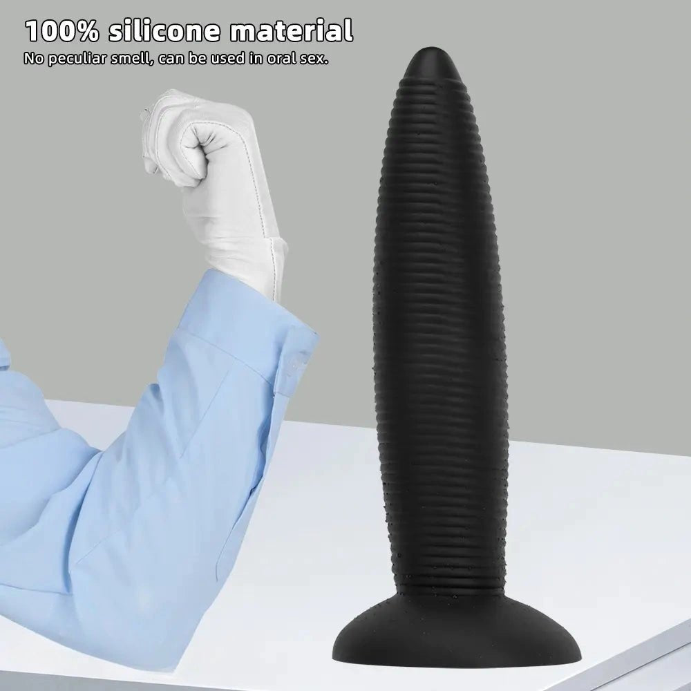 Threaded silicone anal plug with suction cup base, photo 11