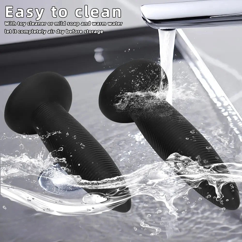 Threaded silicone anal plug with suction cup base, photo 13