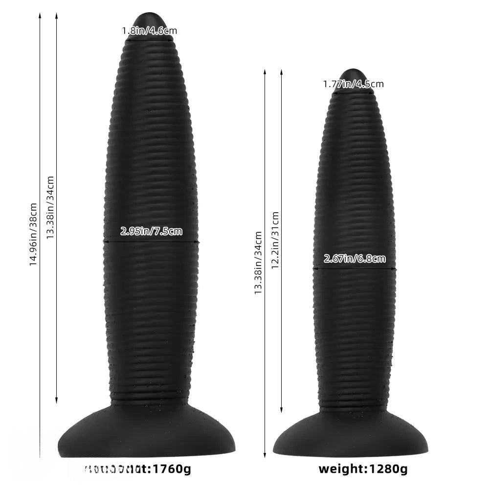 Threaded silicone anal plug with suction cup base, photo 15