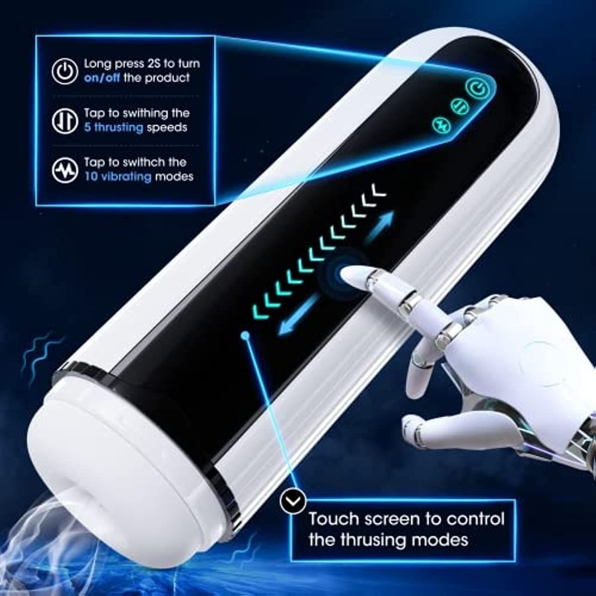 Black LCD display male masturbator, photo 6