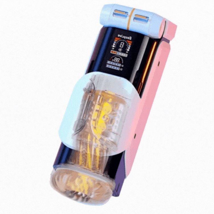Black LCD rotating telescopic masturbator, photo 1