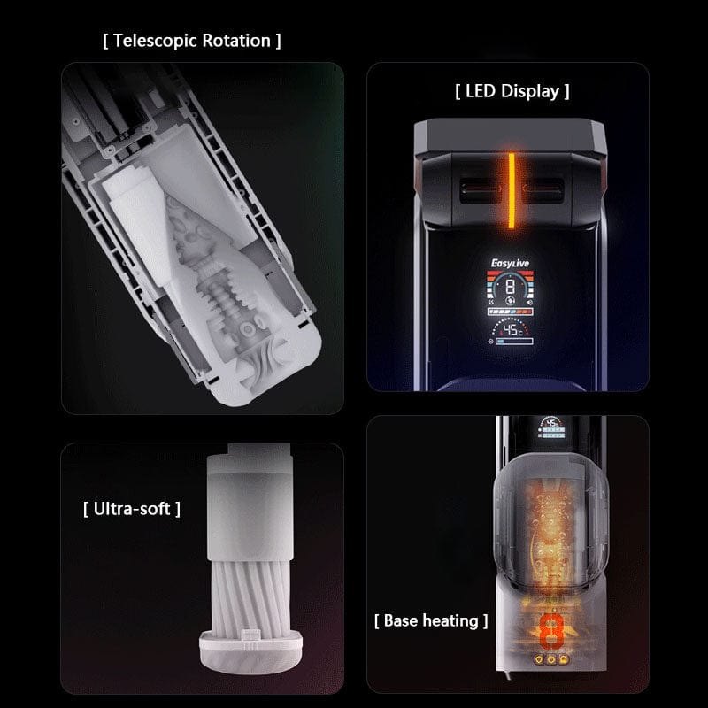 Black LCD rotating telescopic masturbator, photo 3