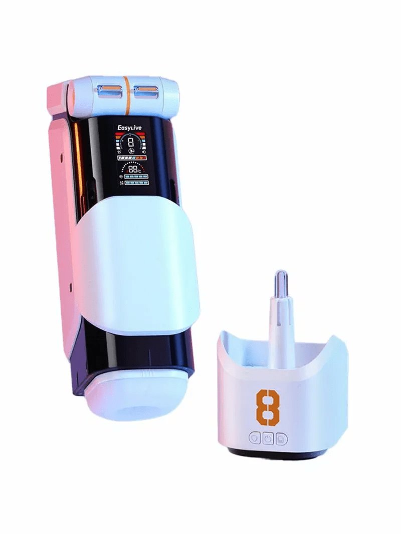 Black LCD rotating telescopic masturbator, photo 5