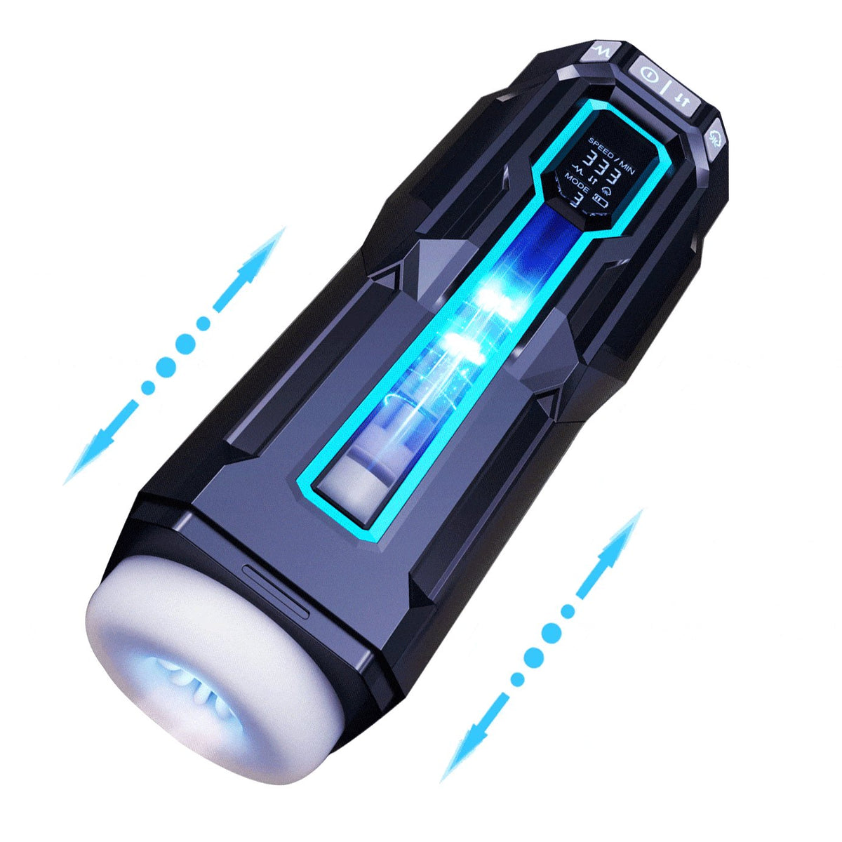 Gray and blue male masturbator with LCD display, photo 1