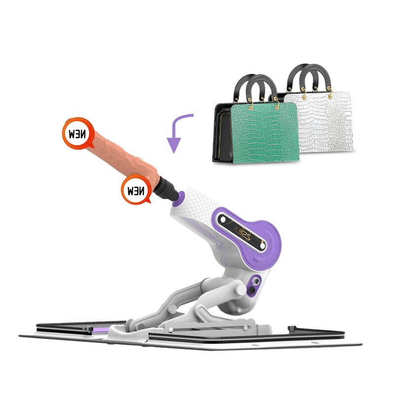 White Bag + Purple Machine black leather bag sex machine