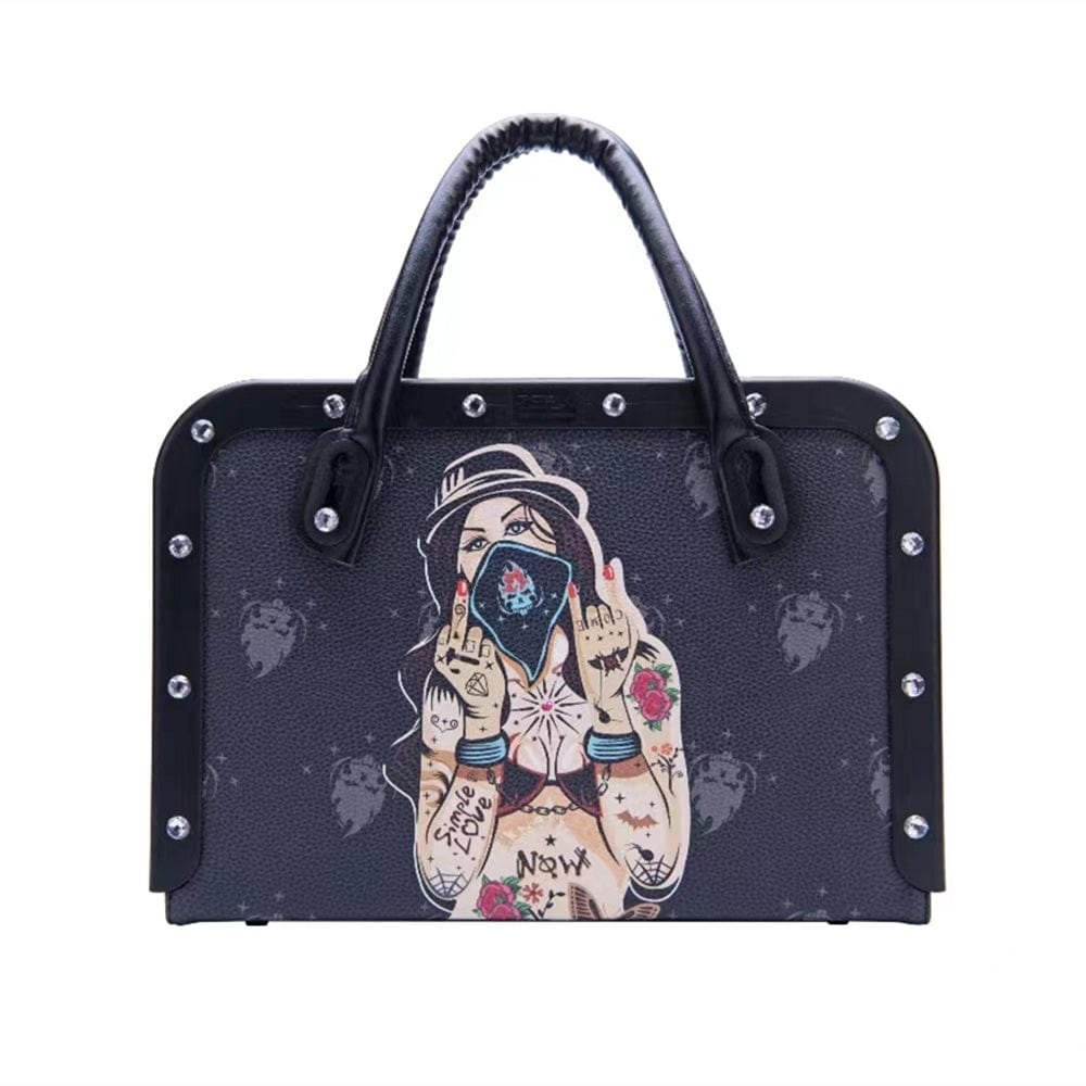 Rock Woman(black) patterned briefcase-style thrusting sex machine